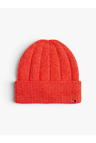 Tommy Hilfiger TH FLAG FLUFFY BEANIE Kadın Turuncu Bere - AW0AW17779