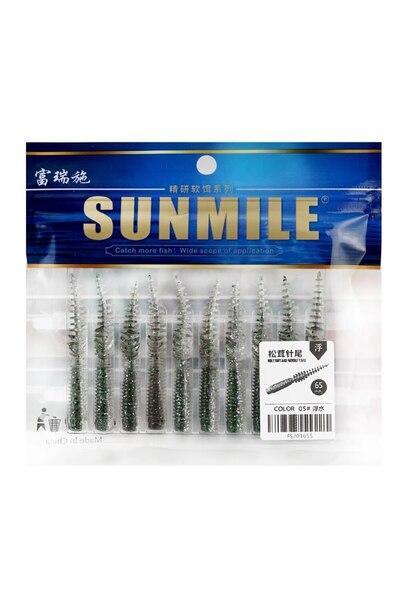 Choice COLOR 05 SUNMILE Fishing Soft Bait Worm 65mm/1.2g 10pcs/Lot Artificial...