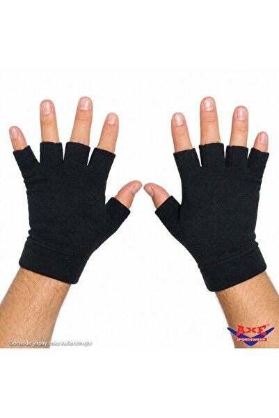 AXE SPORTSWEAR Men's Black Winter Fingerless Cut-Out Half Finger Soft Texture...
