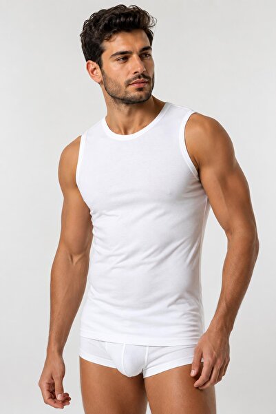 YILDIZ 10%100 Cotton Men's Zero Sleeve Crew Neck Ribbed Undershirt