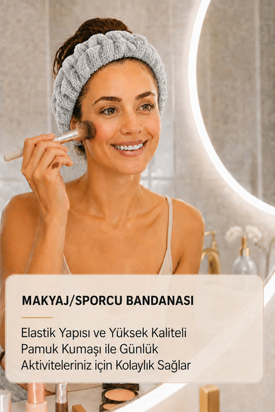 MEŞELİ TEKSTİL Elastic Towel Makeup Sports Headband Bandana