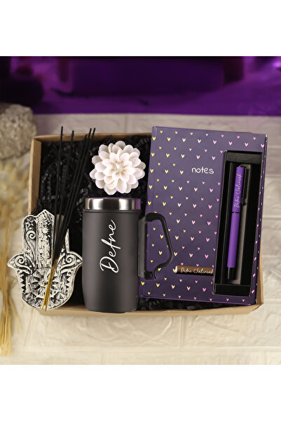 GAGGA GIFT Kişiye Özel Defter & Kalem & Çelik Termos Bardak Kulplu & Tütsü & ...