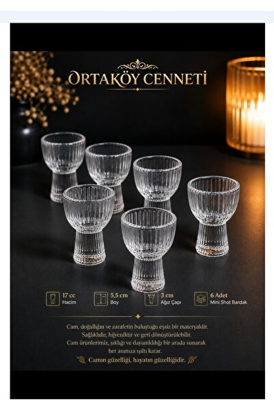ORTAKÖYCENNETİ 6 ad mini shot bardağı ORIGAMI dekor 17 ml hacim 5.5 cm boy 3 ...