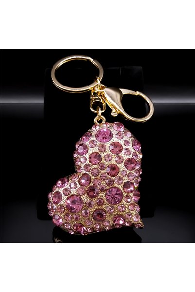Choice FenGD Pink Crystal Sparkling Heart Key chain for Women Exquisite Sweet...