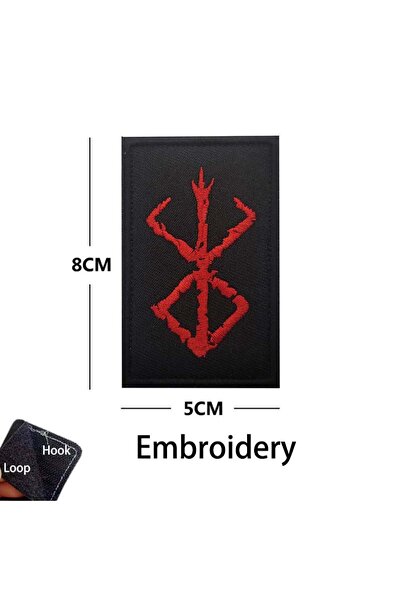 Choice5 01-Black Red Viking Compass Berserker Rune Applique Embroidery Morale...