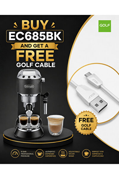 De'Longhi Dedica EC685.BK Pump Espresso Machine - 1.1L, 1450W, Black/Silver B...