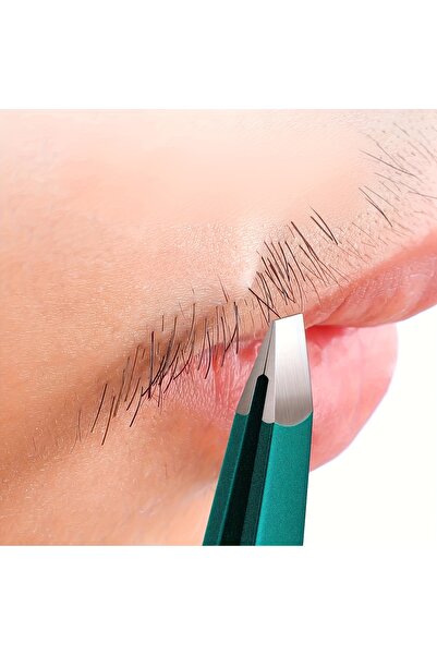 Choice ملقط مسطح عالي الدقة باللون الأخضر مع صندوق تخزين، مناسب لإزالة الشعر ...