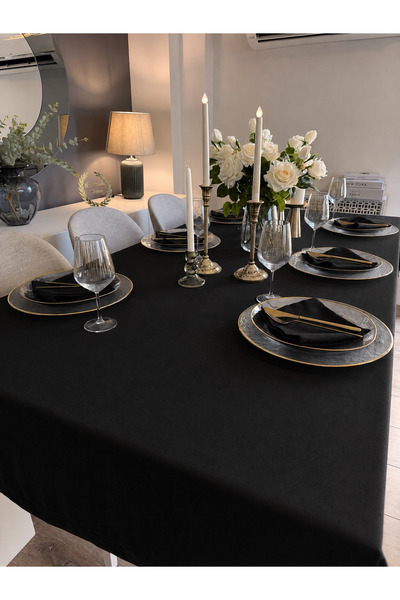 Decamor home Pearl Velvet Textured Seamless Black Tablecloth (Napkins Not Inc...