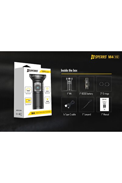 Choice Black SPEARAS M4 V2 2000 Lumens 700 Meters USB Type-C Rechargeable Fla...