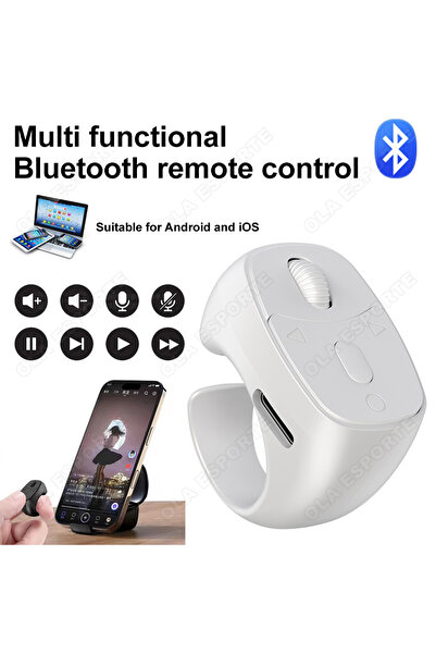 Choice White Remote Control Wireless Bluetooth Roller Fingertip Ring portable...