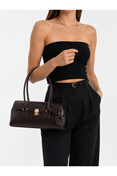 ZÇBUTİK Monera Classic Lockable Brown Women's Shoulder Handbag