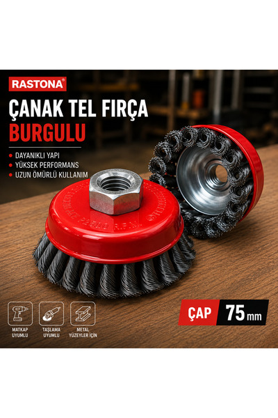RASTONA ÇANAK TEL FIRÇA BURGULU Ø75