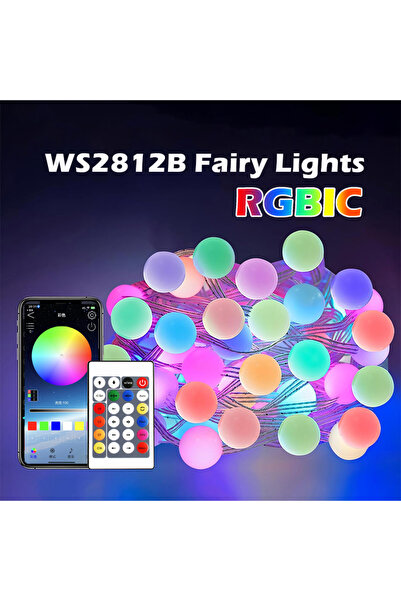 Choice 10M 66LEDs Bluetooth USB LED String Light RGBIC Round Garland Light Sm...
