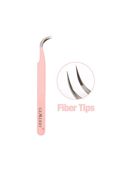 Choice9 LW07 GEMERRY 1 PC Eyelash Tweezers With Fiber Tips Pink Professional ...