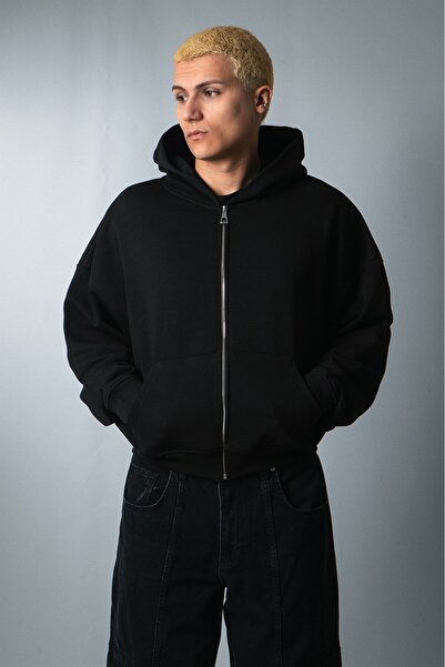 Crupt Studio Siyah Crupt Phaze Erkek Zip Hoodie Ceket