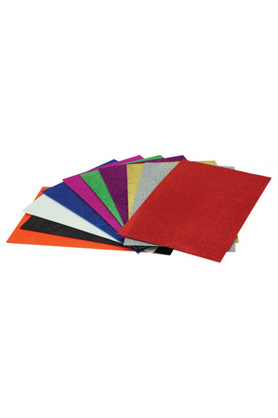 Lino Eva 20X30 Cm.10 Color 2 Mm. Glitter, Adhesive 10 Pack