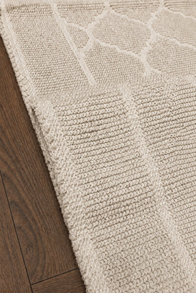 Çelsa Home Dora Bukle Lüks Pamuklu, Makinede Yıkanabilir Kilim - Krem / Yollu...