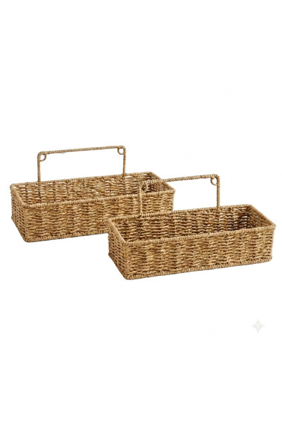 Go İthalat 2’li Duvar Askılı Plastik Rattan Organizer – Dikdörtgen Hasır Görü...