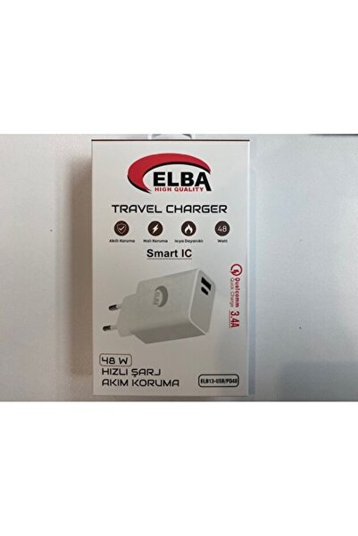 Elb13 Elb-48W 3.4A Usb-Pd48 (Usb+Type-C) Akıllı Koruma - Isıya Dayanklı Hızlı Şarj Ev Şarj Kafa