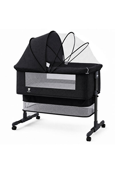 KIKIBEBE 3-in-1 Baby Bedside Crib with Storage & Mosquito Net (Dark Grey)