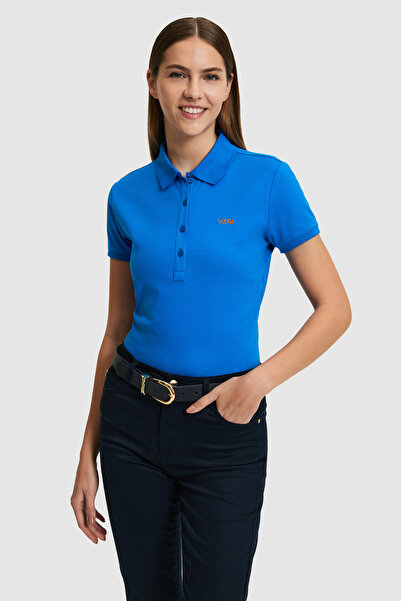U.S. Polo Assn. Dámske kobaltové tričko Polo Neck Basic 50323461-VR077