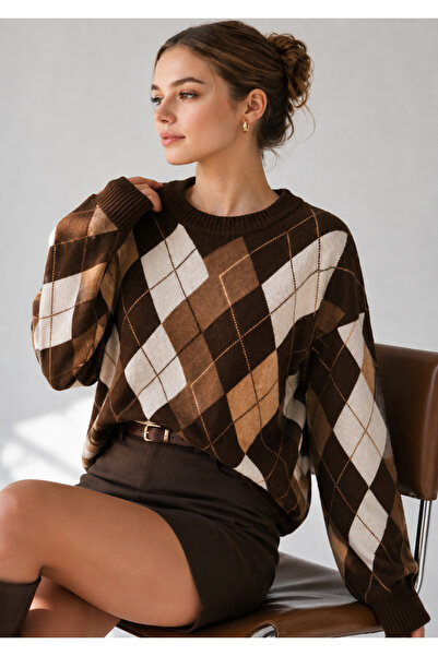 TOFAN TRİKO BAKLAVA PATTERNED KNIT SWEATER
