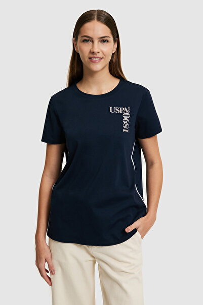 U.S. Polo Assn. Tricou de damă bleumarin cu guler rotund 50323476-VR033