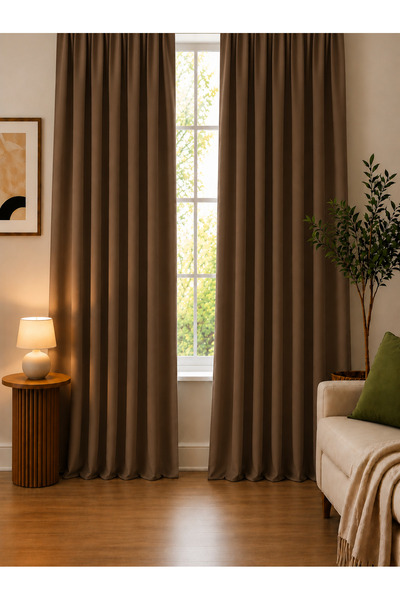 Wowlays Home Coffee-Colored Thick Textured Sunshade Curtain with Darkening Ef...