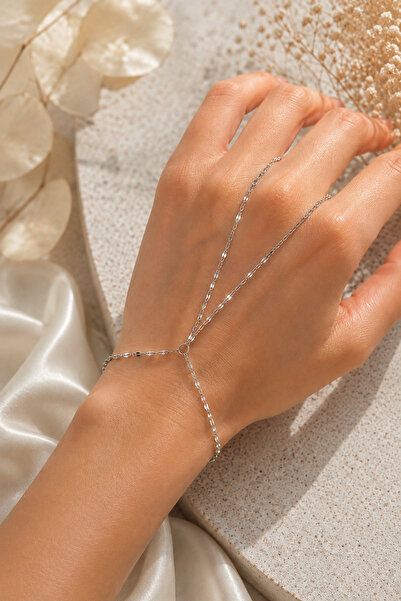 Tixy Pixy Anti-Tarnish Steel Mirrored Lip Chain Women's Silver Şahmeran Bracelet