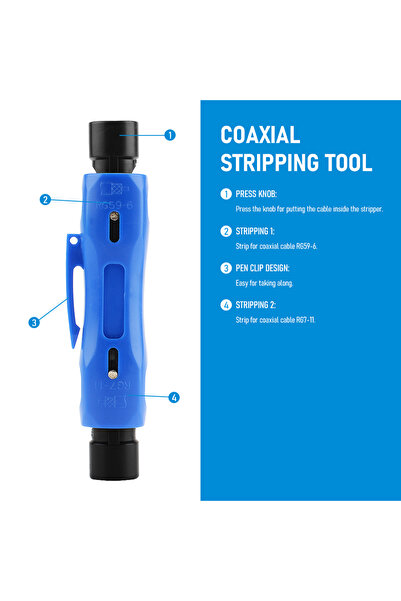 Choice1 RG11 RG6 BLUE Portable Pen Coaxial Cable Stripper RG6 RG7 RG11 RG59 D...