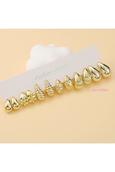 Choice Set A(6PAIRS) 6-36 PAIRS Trendy Golden C-shaped,Water-droplet,Threaded...