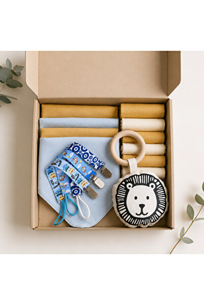 3Baby 14 Piece Baby Boy Gift Set & 4 Scarves, 6 Wipes, 3 Pacifier Straps, 1 T...