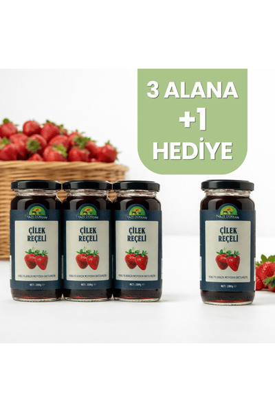 Taze Dükkan Şeker İlavesiz Çilek Reçeli 3 adet Alana 1 adet Hediye