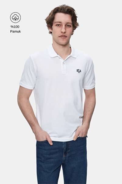 UCLA Lakes White Polo Collar Embroidered 100% Cotton Standard Fit Men's Tshirt