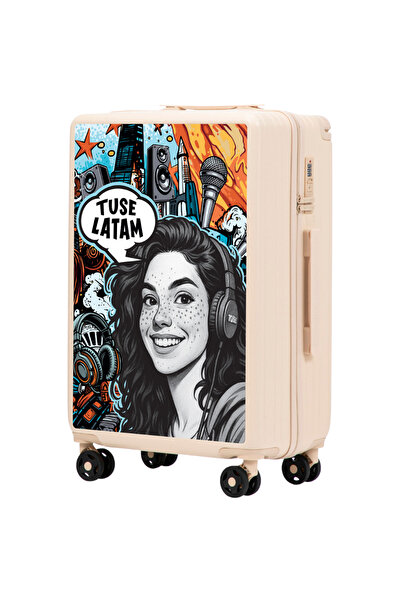 WINGS BRAND Medium Wings x Valiză Personalizată de 24 de inci, Alb Murdar, pe...