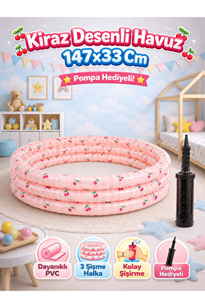 ACTIVESHOP Kiraz Desenli Havuz 147cm. x 33cm. + Pompa Hediye !