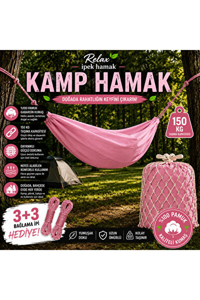 relax ipek hamak - Kamp Hamak Renkli Kamp Piknik Bahçe Yazlık Kolay Kurulumlu...
