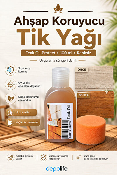 Depolife Ahşap Onarıcı Parlatıcı Koruyucu cila 100ml. tik yağı wax uygulama s...