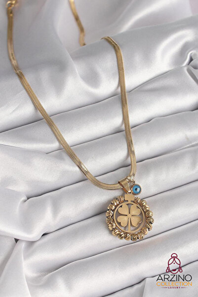 Generic Brand 316L Steel Gold Color Italian Chain Dorica Clover Model Evil Ey...