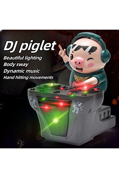 Choice DJ piglet DJ Tidy Pig Playing Disc, Dynamic Music Party, Colorful Ligh...