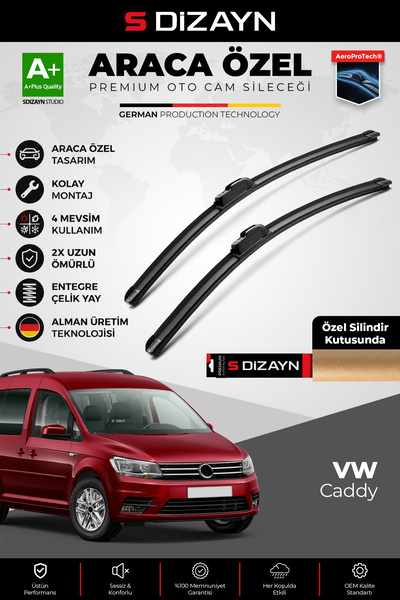S Dizayn S-Dizayn VW Caddy 3 Ön Cam Silecek Seti 2015-2020 Premium Araca Özel...