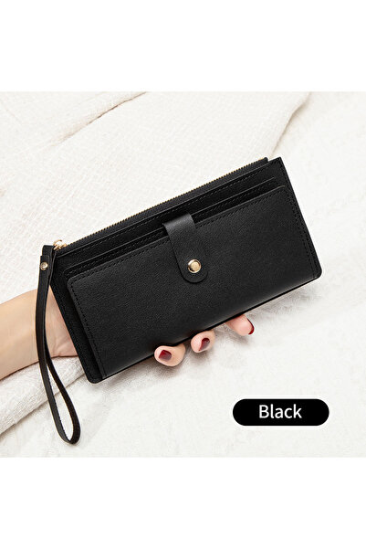 Choice QB358-Black Ultra Thin Mini PU Leather Coin Purse Simple Women's Long ...