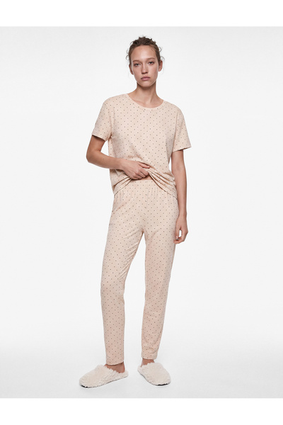 Koton Beli Lace-Up Polka Dot Comfortable Fit Pajama Bottoms