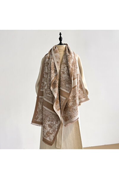 Choice3 Khaki Luxury Winter Cashmere Scarf Women 2025 Design Warm Pashmina Bl...