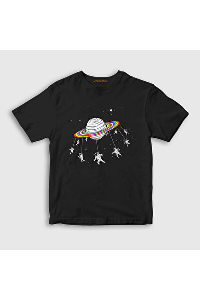Presmono Unisex deca crni Saturn astronaut svemirski astronaut svemir T-shirt...
