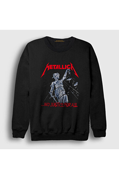 Presmono Unisex Black Lady Justice Metallica Sweatshirt 66971tt