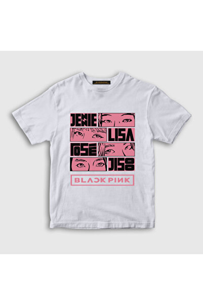 Presmono Unisex dečije bele stripove Blackpink T-shirt 19352tt