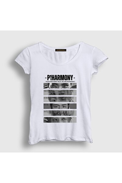 Presmono Women's White Eyes K-Pop P1Harmony T-Shirt 619818Tt