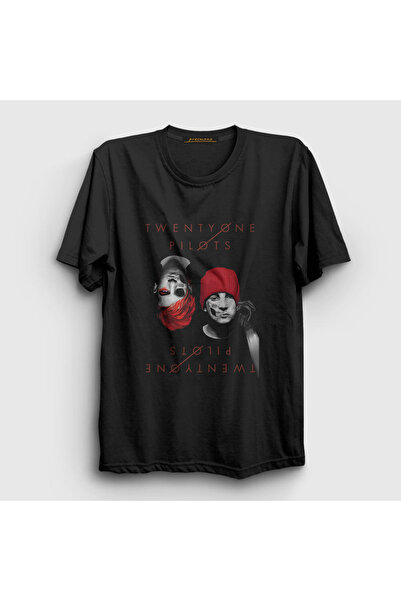 Presmono Unisex crni bend Twenty One Pilots T-shirt 119280tt