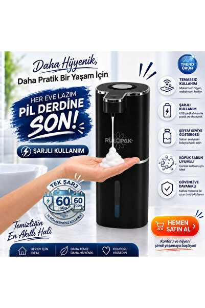 Rulopak 403837 Sensörlü Tezgahüstü Köpük Sabun Dispenseri Siyah